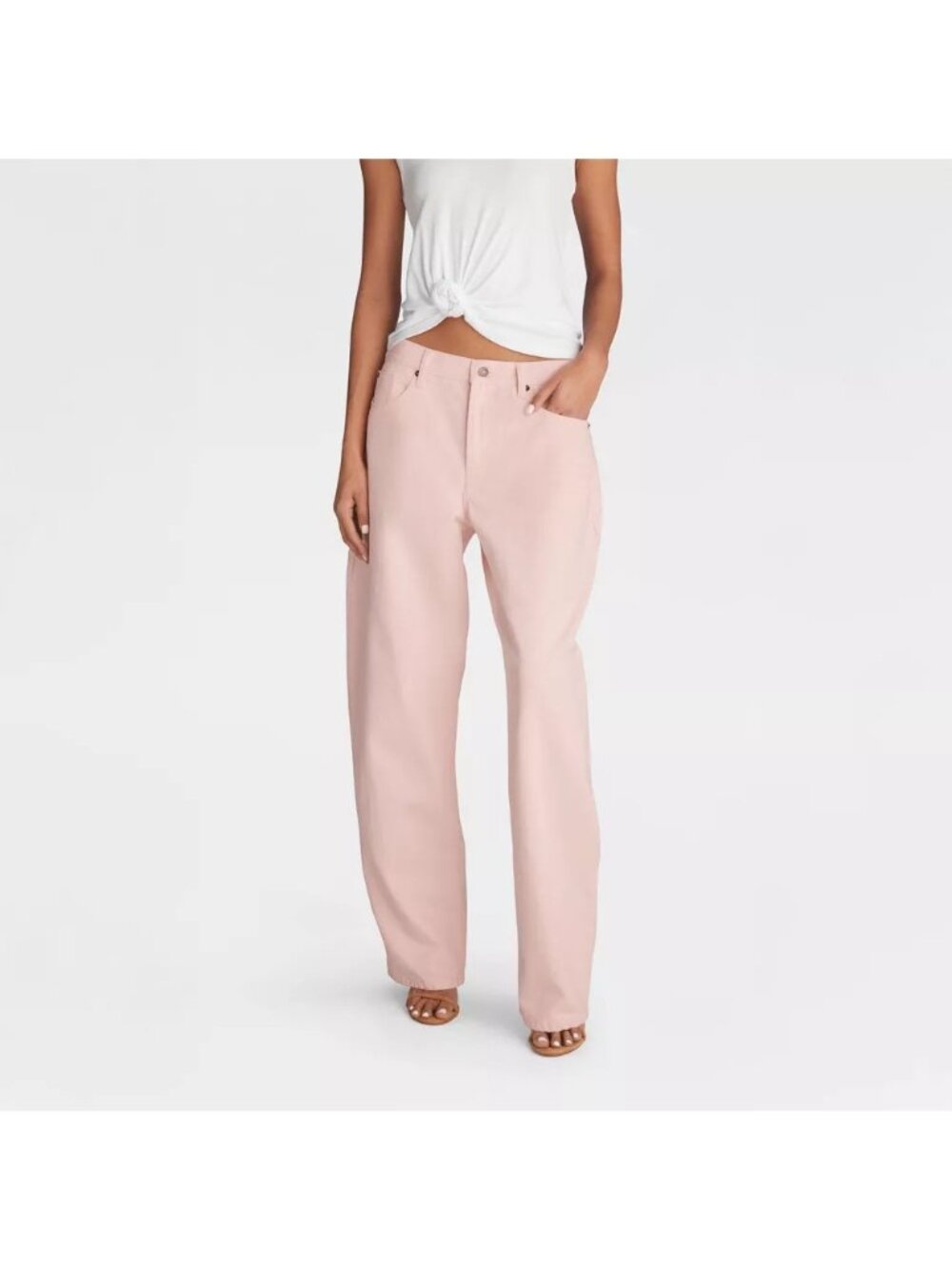 KBB by Kahlana The Kahlana Jean Mid Rise & Barrel Leg Pink Jeans - Size 00